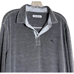 Tommy Bahama Charcoal and Light Gray Men's Long Sleeve Shirt, Size Large